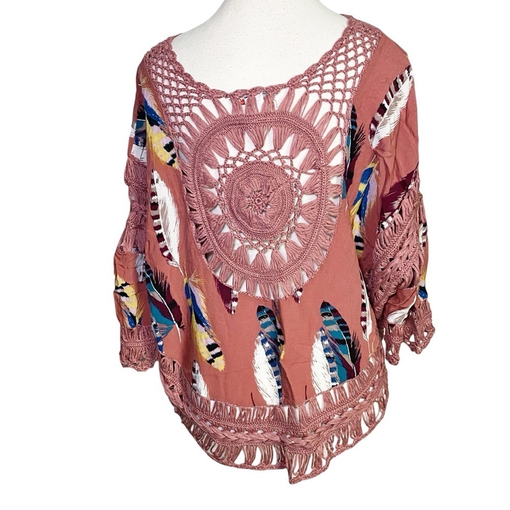 Vivid Importers of NY Vintage Feather and Lace Top - Picture 2 of 12